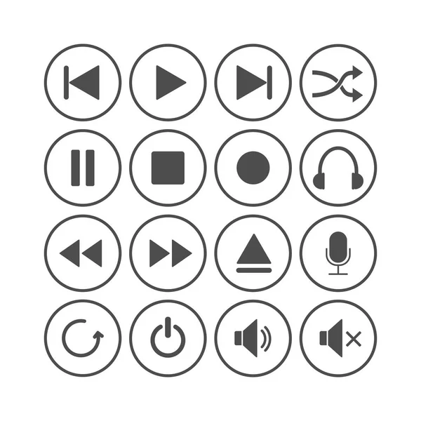 Conjunto de ícones de media player. Ilustração vetorial, design plano . —  Vetores de Stock