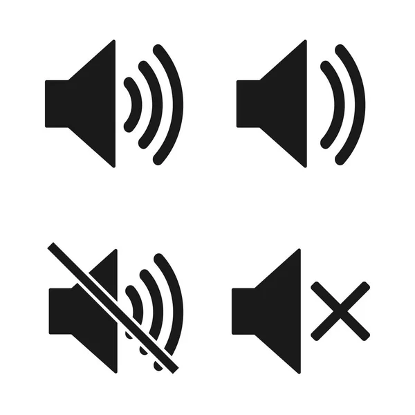 Soundicon. Lautsprechersymbol setzen. Klang-Vektor-Symbol, Musik-Lautstärke-Symbol. Vektorillustration. flache Bauweise. — Stockvektor