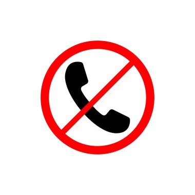Hiçbir çağrı işareti. Hiçbir telefon simgesi düz vektör çizim.