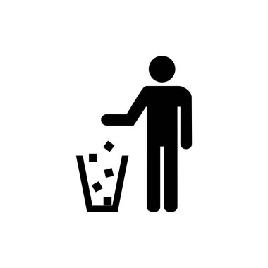 Çöp sembolü. İşareti çöp değil. Çöp kutusu simgesini tıklatın. Beyaz illüstrasyon logosuna.