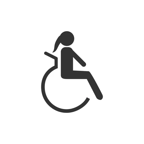 Niepełnosprawnych Ikona Ilustracja Wektorowa Kobieta Płaskie — Wektor stockowy