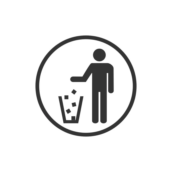 垃圾符号 不要乱扔垃圾标志 废纸篓图标 白色背景上的徽标 — 图库矢量图片