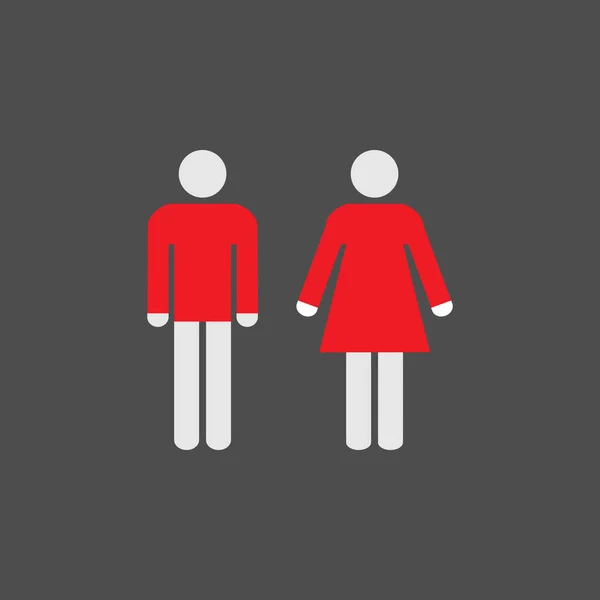 Homme Icône Femme Enseigne Toilette Enseigne Toilettes Noir Rouge Sur — Image vectorielle