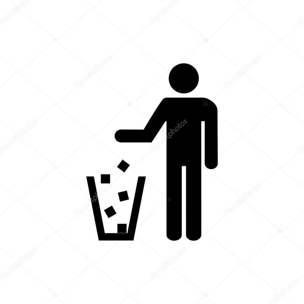 Garbage symbol. Do not litter sign. Trash icon. Logo on white illustration.