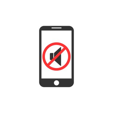 Sessiz modda akıllı telefon. Vibration.Soundless modu. Hoparlör simgesi. Vektör çizim