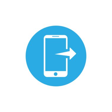 Bir ok simgesi ile akıllı telefon simgesi. Yükleme işaretini telefonda dosya. Vektör çizim