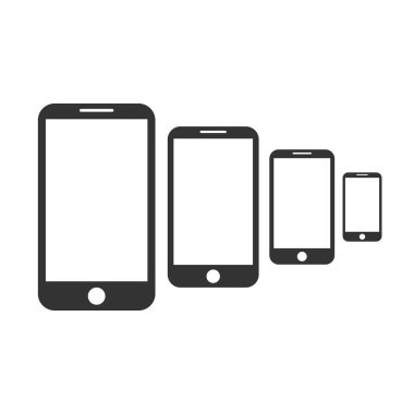 Akıllı telefon simgesi. Ayarlayın. Telefon simge vektör çizim düz