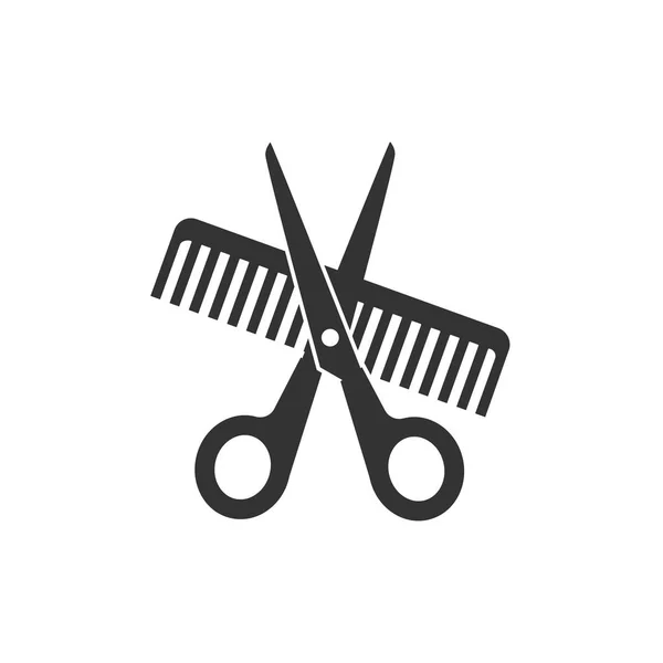 Scissors Comb Icon Vector Illustration Flat — Stock Vector