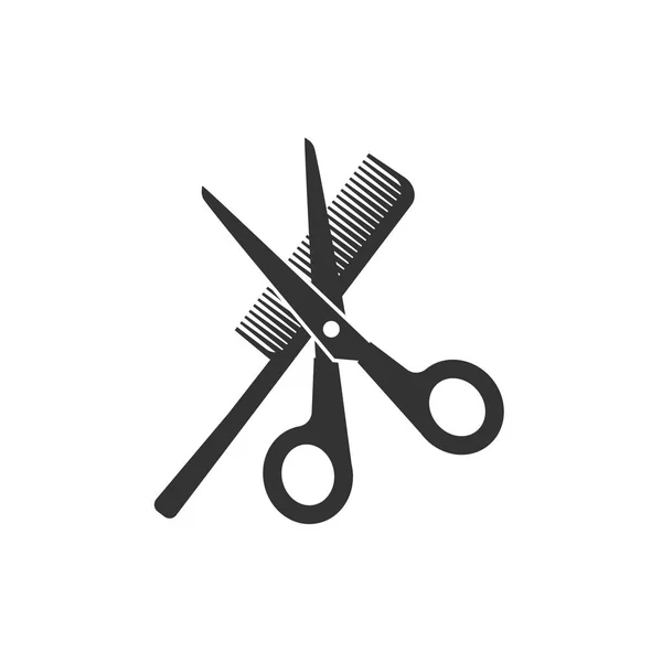 Scissors Comb Icon Vector Illustration Flat — Stock Vector