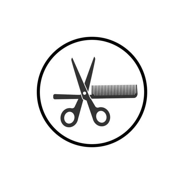 Scissors Comb Icon Vector Illustration Flat — Stock Vector