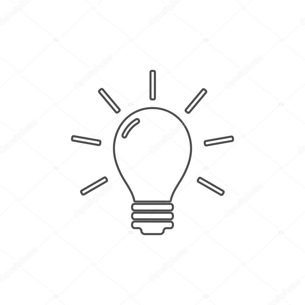 Light bulb flat sign, simple design. Vector illustration