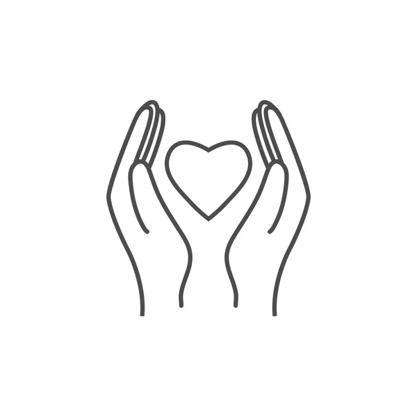 手の愛のシンボルを与えます ハートの形を持っている手 ベクトル — ストックベクタ