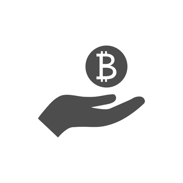 Abrir Mano Bitcoin Icono Ilustración Vectorial Plano — Vector de stock