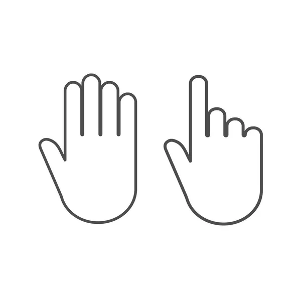 Pictogram Van Een Hand Lijn Handje Vectorillustratie Plat — Stockvector