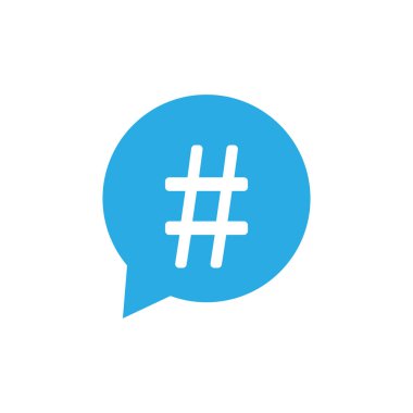 Hashtag simgesini konuşma balonu. Vektör çizim, düz