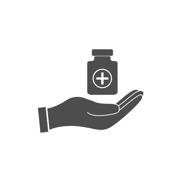 Pills Hand Icon Vector Illustration Flat — Stock Vector