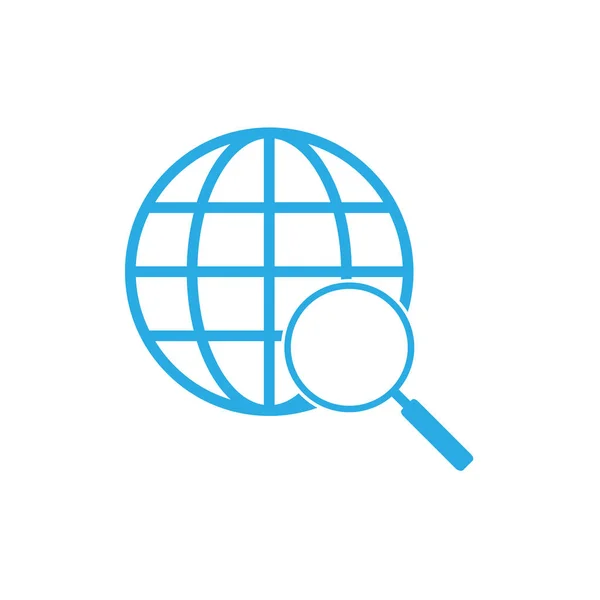 Глобальная Икона Значок Лупы Векторная Иллюстрация — стоковый вектор