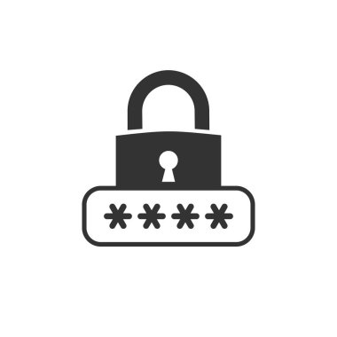 Kilit, oturum açma, parola, güvenli güvenlik simge vektör çizim düz