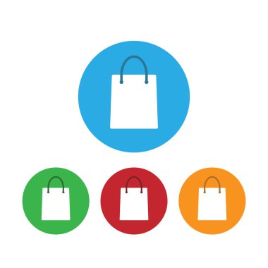 Alışveriş çantası simgesi. Vektör çizim. Düz tasarım ayarla