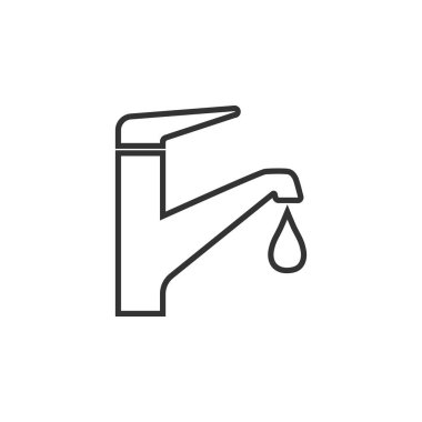 Musluk simgesi, işareti musluk suyu. Vektör çizim düz