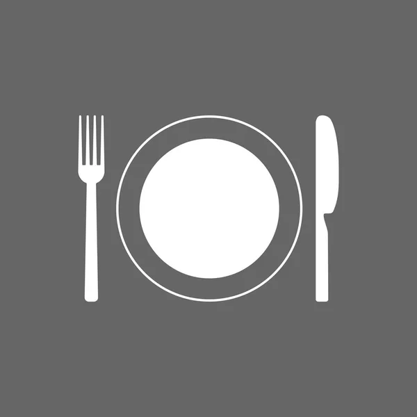 Plate Fork Knife Icon Vector Illustration Flat — Stock Vector