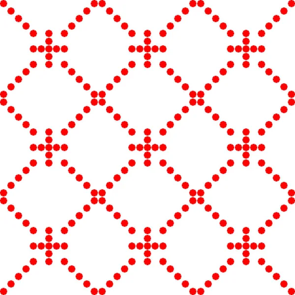 Patrón Geométrico Sin Costura Funky Con Cruces Rojas Círculos Malla — Archivo Imágenes Vectoriales