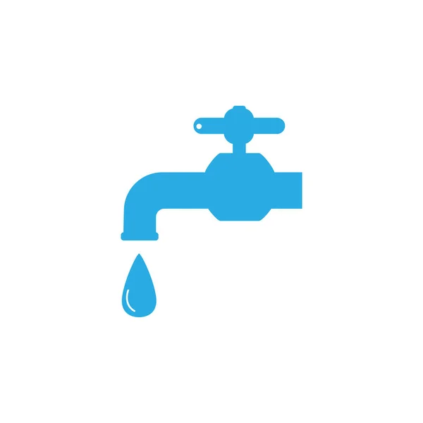 Faucet Icon Water Tap Sign Blue Silhouette Vector Illustration — Stock Vector