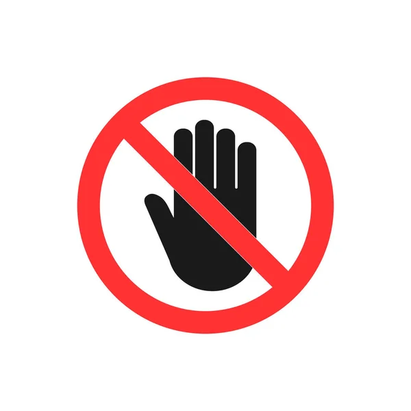 Stop Ikona Dłoni Znak Stop Ilustracja Wektorowa Płaskie — Wektor stockowy