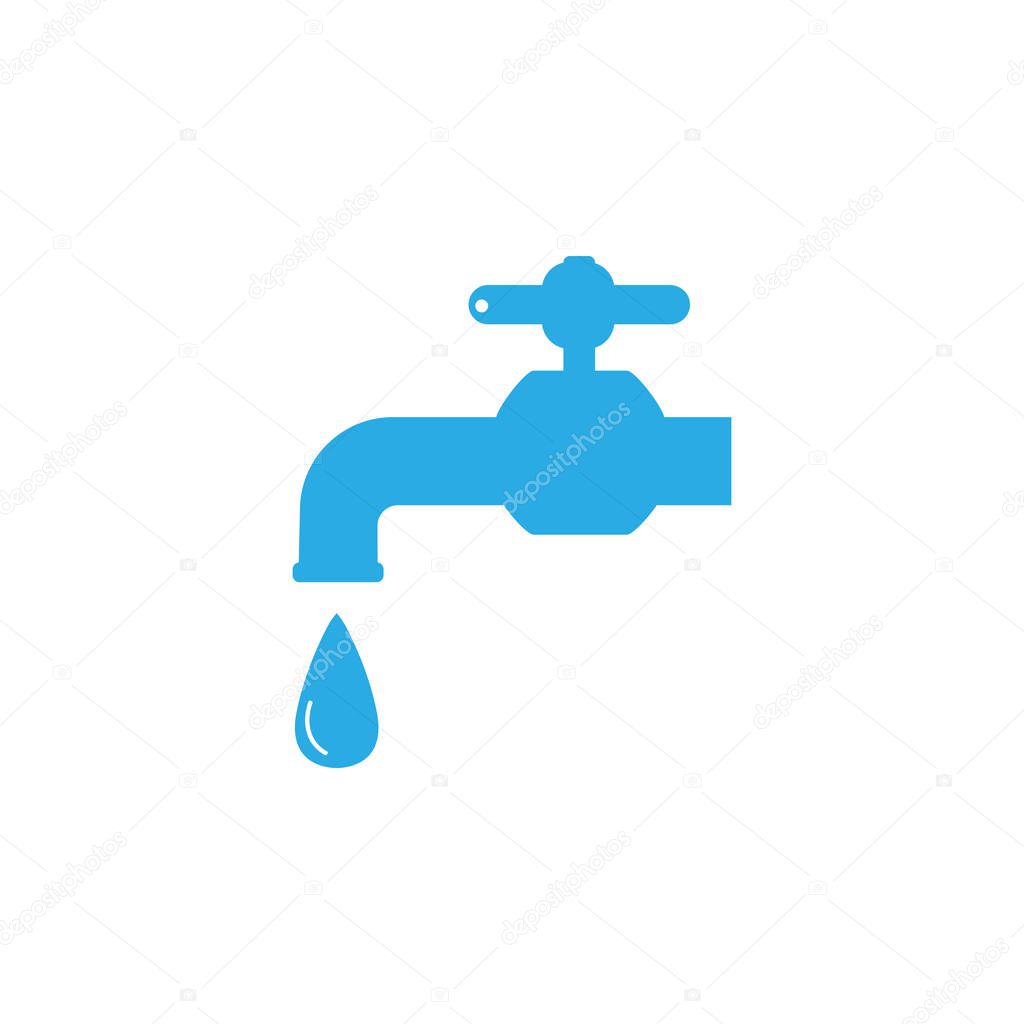 Faucet icon, water tap sign. Blue silhouette. Vector illustration