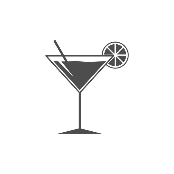 Cocktailglas Ikonen Sommaren Dricker Tecken Flammande Symbol Vector Platt Design — Stock vektor