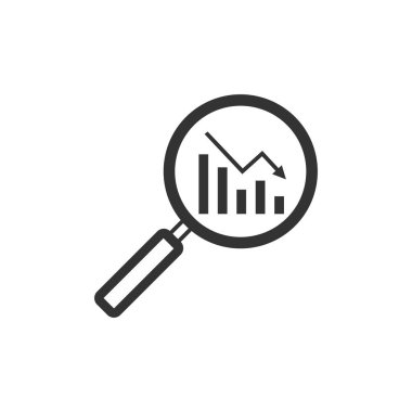 Vektör çizim, düz tasarım. Büyüteç Camı graph grafiği