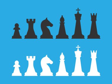 Vektör çizim, düz tasarım satranç taşları