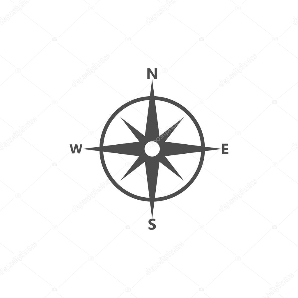 Compass, compass rose, magnetic compass navigation icon