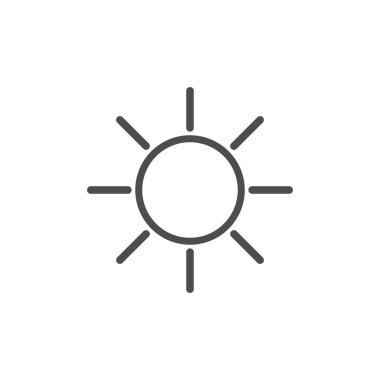 Güneşli havalarda simgesi, güneş simgesi. Vektör çizim düz