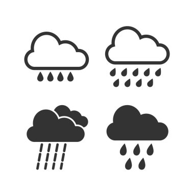 Bulut yağmur simgesi. Vektör çizimler düz