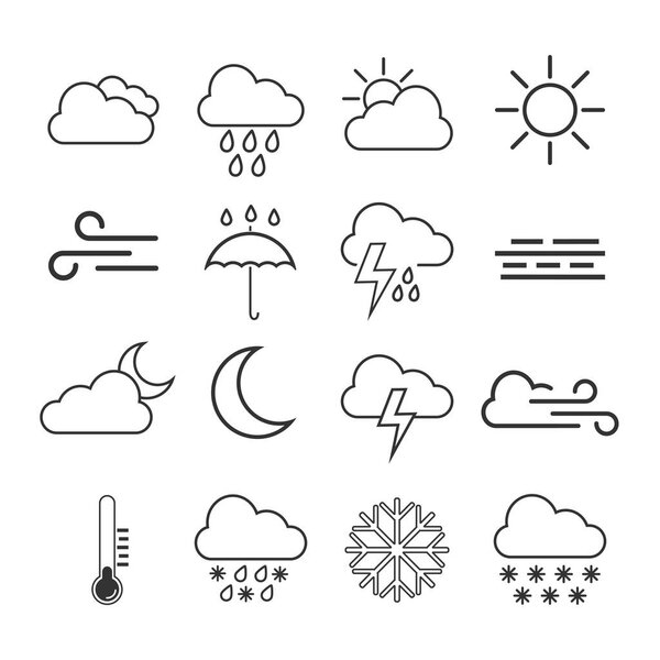 Weather icon set. Vector illustration flat