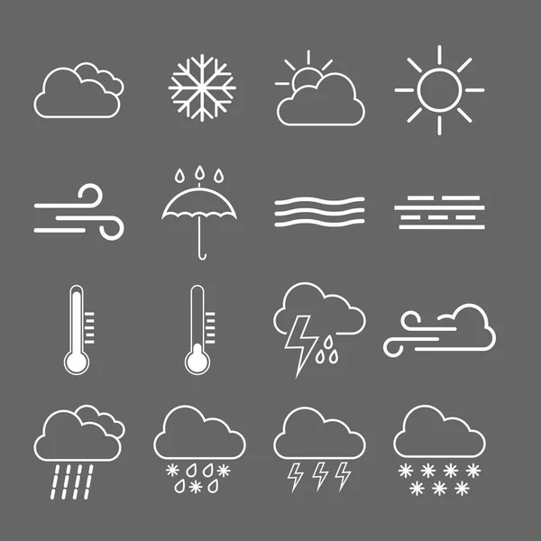 Conjunto Iconos Meteorológicos Ilustración Vectorial Plana — Vector de stock