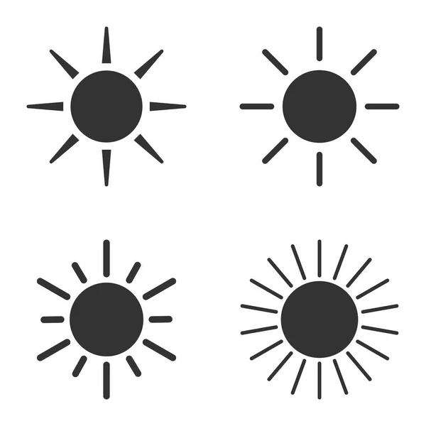 Ícone Tempo Ensolarado Conjunto Ícones Sol Ilustração Vetorial Plana — Vetor de Stock