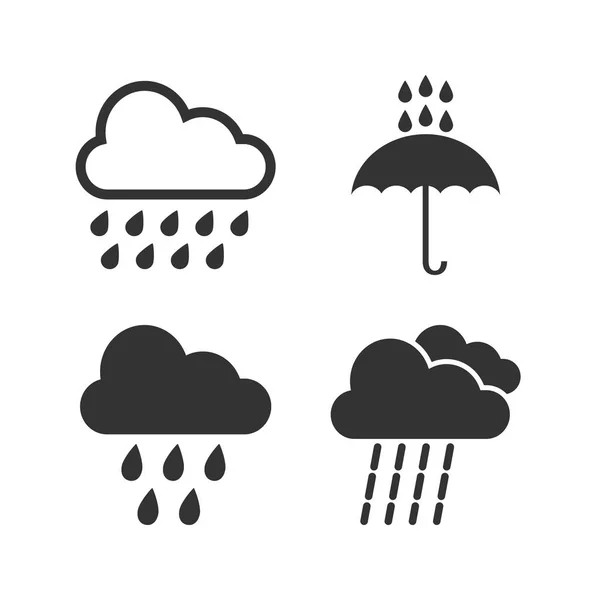 Icono Lluvia Nubes Ilustraciones Vectoriales Plano — Vector de stock