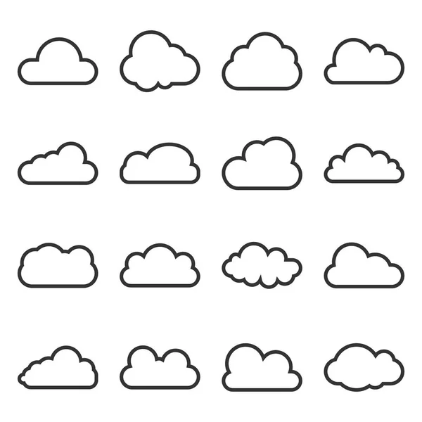 Icono Nube Línea Conjunto Iconos Ilustraciones Vectoriales Flat — Archivo Imágenes Vectoriales