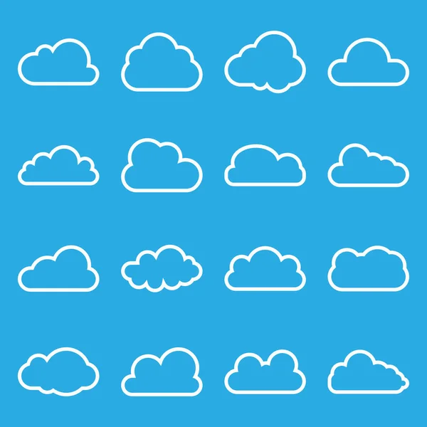 Bulut Simgesi Çizgili Simge Vektör Çizimler Düz Ayarla — Stok Vektör