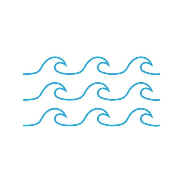 Set Vector Icons Blue Waves Water Waves Flat Style Vector — Stock Vector