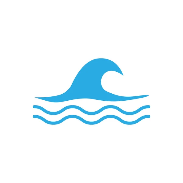 Vektorové Ikony Sada Modré Vlny Vodní Vlny Plochý Vektor — Stockový vektor
