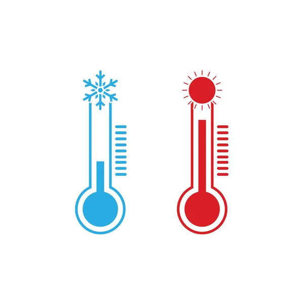 Thermometer Icon Vector Illustration Cold Hot Weather Flat — Stock Vector