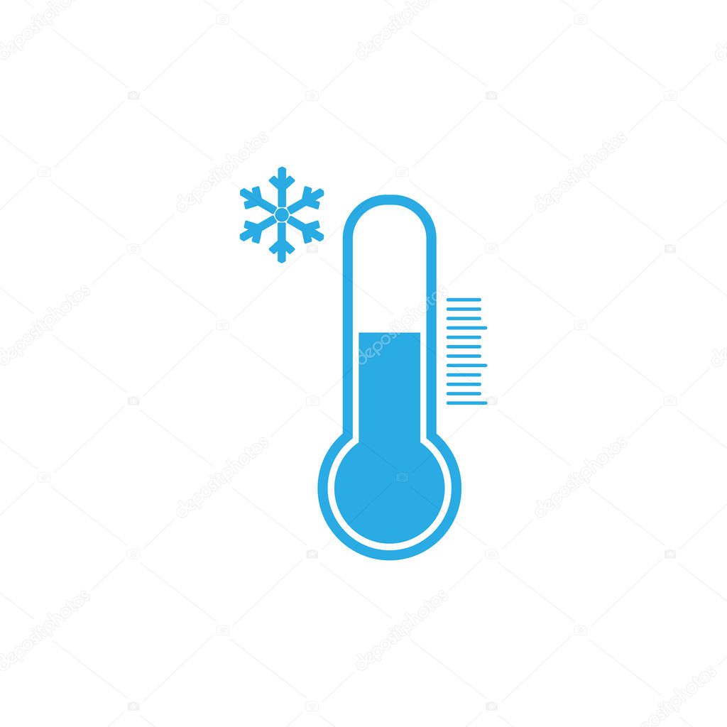 Thermometer icon, vector illustration. Cold weather Flat