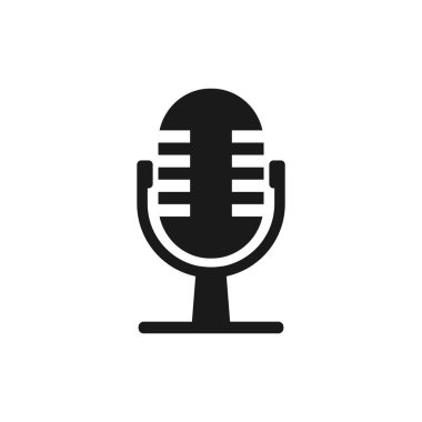 Vektör çizim, düz tasarım. Mikrofon mikrofon simgesi