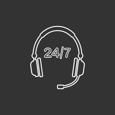 Vektör çizim, düz tasarım. 24 saat çağrı merkezi