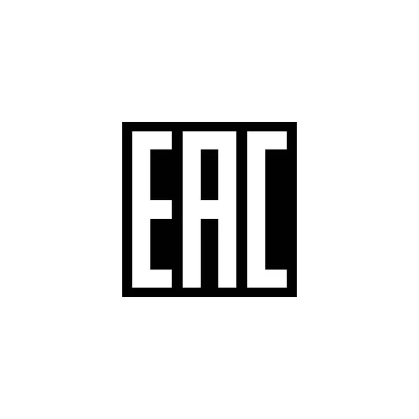 Eurazji zgodności, Eac jest znakiem certyfikacji, aby wskazać, że produkty odpowiadają wszystkie przepisy techniczne Euroazjatyckiej Unii Celnej. — Wektor stockowy