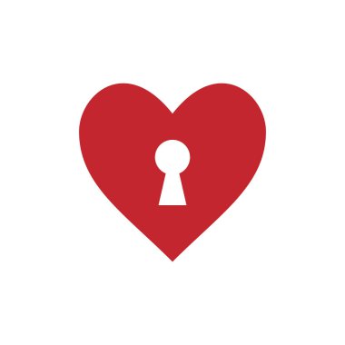 Kalp, anahtar deliği aşk simgesi düz