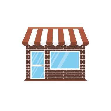 Ticaret, mağaza mağaza simge vektör düz